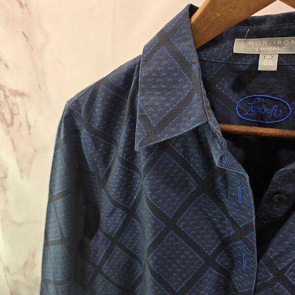 Foxcroft Shirt Womens 10 P Blue Plaid Button Up Wrinkle Free Non Iron Diamond - Picture 2 of 14